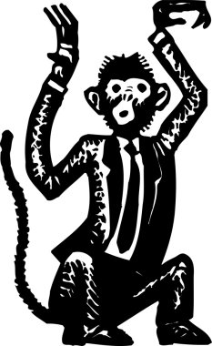 Woodcut Illustration of Monkey Business clipart
