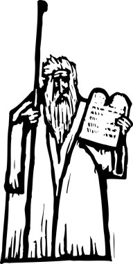 Woodcut Illustration of Moses with Ten Commandments vector Woodcut Illustration of Moses with Ten Commandments vector