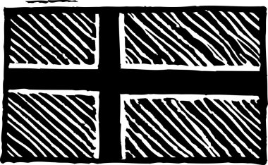 Norveç bayrağı gravür çizimi