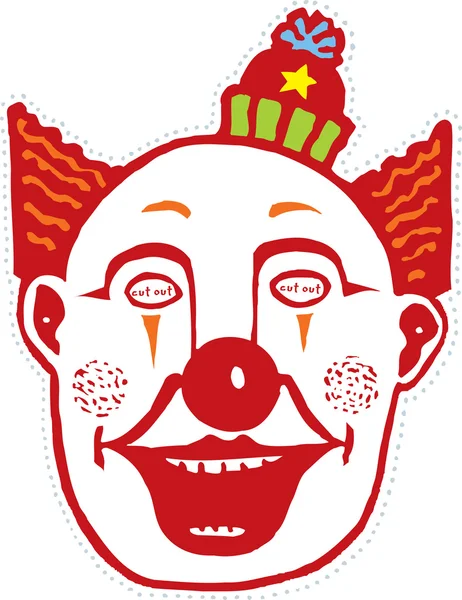 Woodcut Illustration of Clown Mask — Stock Vector