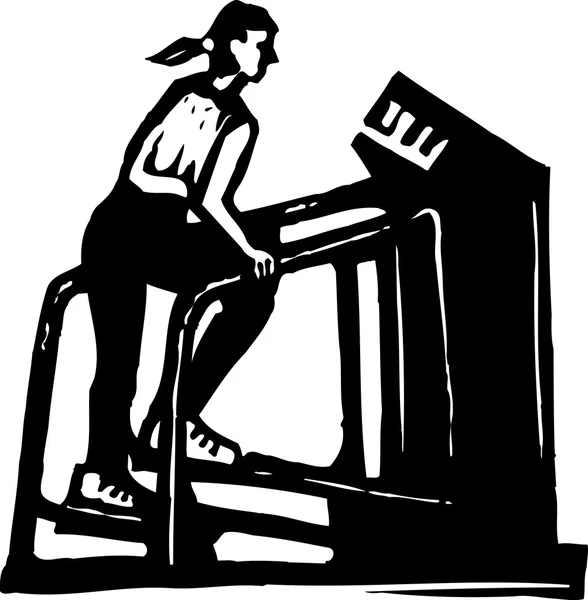 Ilustración Woodcut de la máquina de ejercicio — Vector de stock