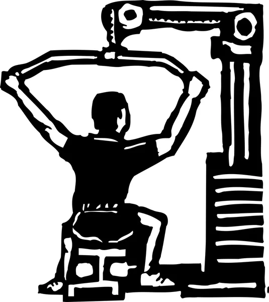Woodcut Ilustração da máquina de exercício — Vetor de Stock