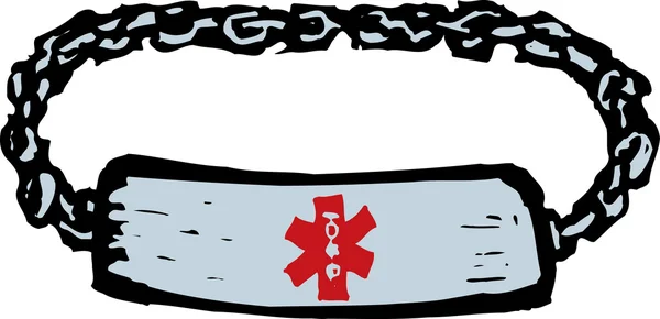 Woodcut Ilustração da pulseira de alerta médico — Vetor de Stock