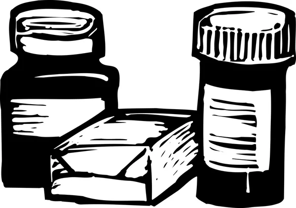 Woodcut Ilustración de la medicina — Vector de stock