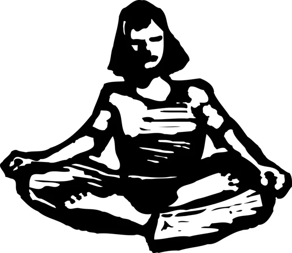 Drzeworyt ilustracja medytacji — Wektor stockowy