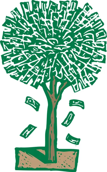 Illustration gravée sur bois de Money Tree — Image vectorielle