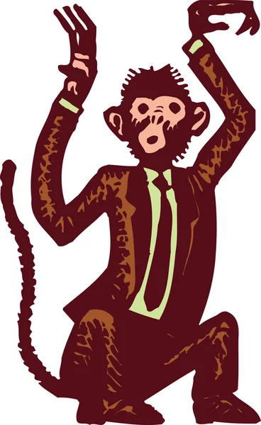 Illustration de la gravure sur bois de Singe Business — Image vectorielle