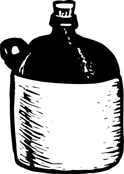 Illustration de Woodcut de Moonshine Liquor Jug — Image vectorielle