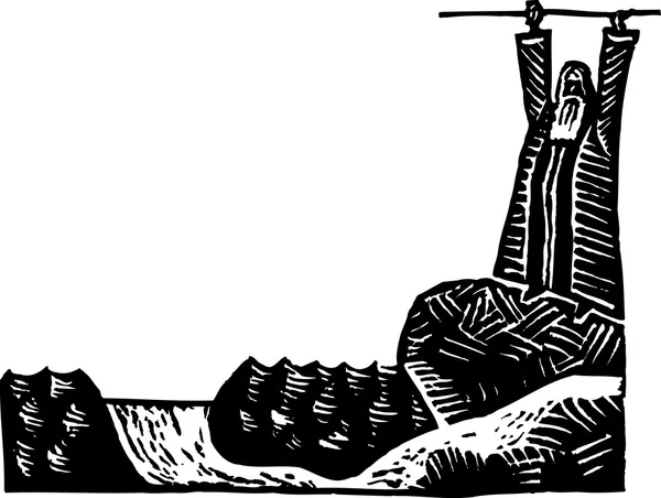 モーセは紅海別れの木版画図 — ストックベクタ