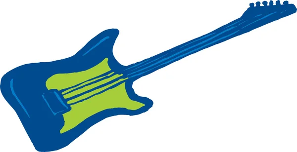 Träsnitt illustration av elgitarr — Stock vektor