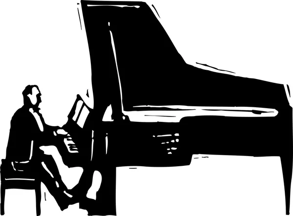 Drzeworyt ilustracja grand Piano — Wektor stockowy