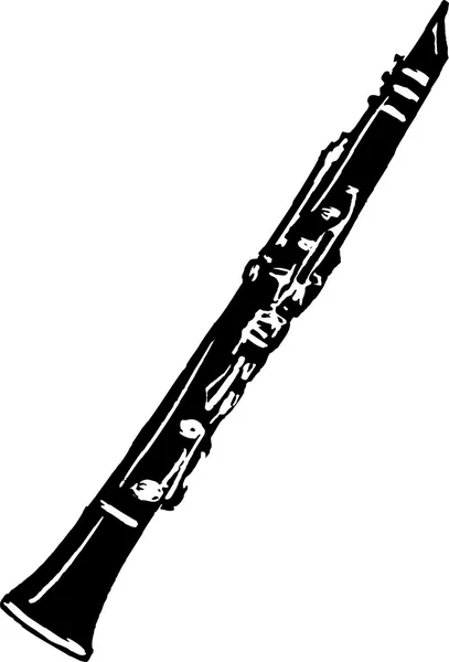 Woodcut Illustrazione di Clarinetto — Vettoriale Stock