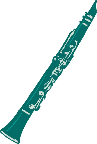 Träsnitt illustration av klarinett — Stock vektor