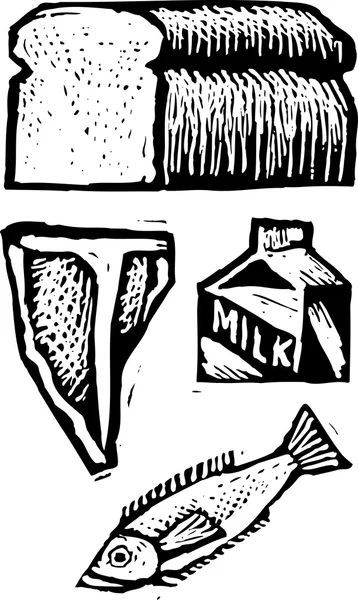 Houtsnede illustratie van natuurlijke voeding — Stockvector