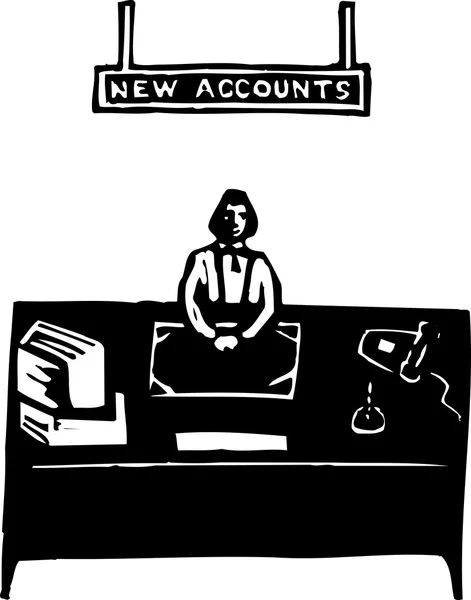 Woodcut illustration of New Accounts — Stock Vector