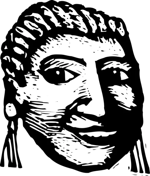 Woodcut Ilustração do retrato de mulher afro-americana — Vetor de Stock