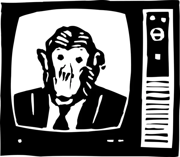 Woodcut ilustração de Newscaster —  Vetores de Stock