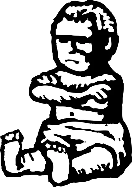 Ilustración de Woodcut del bebé con brazos cruzados — Archivo Imágenes Vectoriales