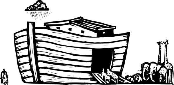 Woodcut Illustration of Noah 's Ark — стоковый вектор