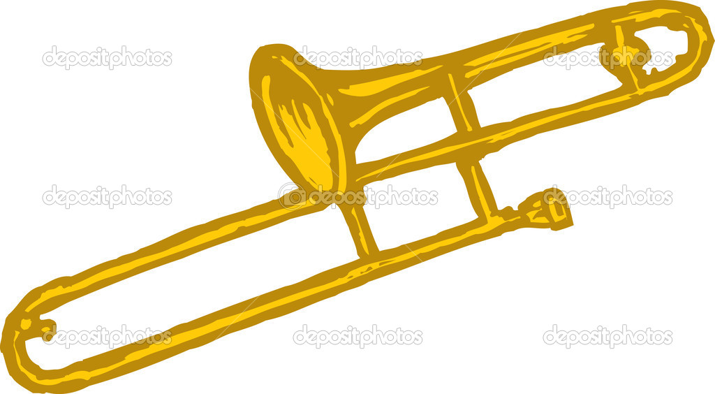 Woodcut illustration of Trombone — Stock Vector © ronjoe 29889315