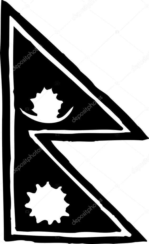 Woodcut Illustration of Nepal Flag