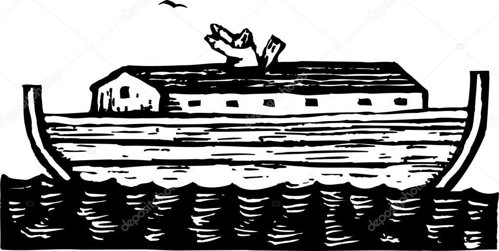 Woodcut Illustration of Noah's Ark