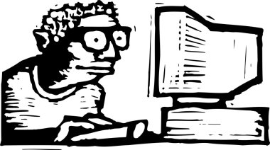 Woodcut illustration of On the Net clipart