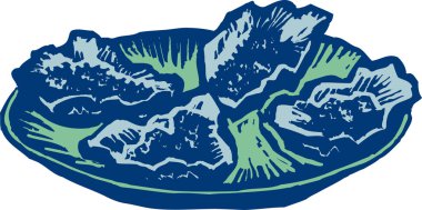 oyters meze gravür çizimi