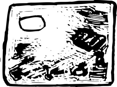 Sanatçı ressamın paletini gravür çizimi