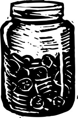 kavanoz pennies gravür çizimi