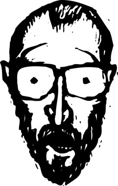 Sakallı ürküyor adam gravür çizimi