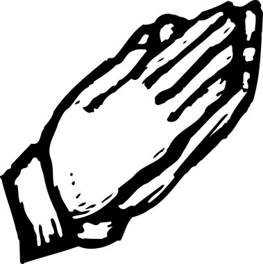Woodcut Illustration of Hands in Prayer Position clipart