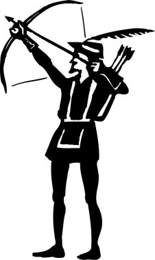 robin hood ok silah gravür çizimi