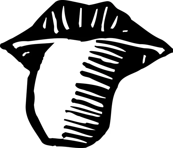 Ícone de ilustração Woodcut de colar a língua para fora — Vetor de Stock