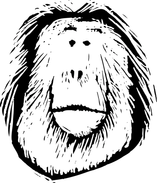 Träsnitt illustration av orangutang — Stock vektor