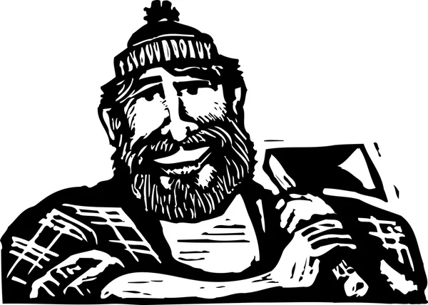 Woodcut Ilustración de Paul Bunyan — Archivo Imágenes Vectoriales