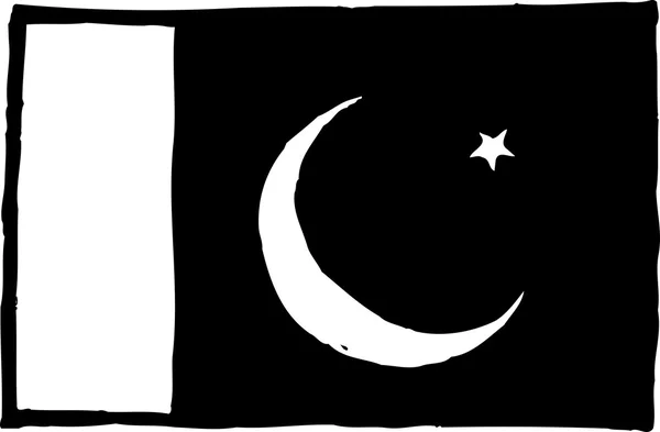 Ilustrasi Ukiran Kayu Bendera Pakistan - Stok Vektor