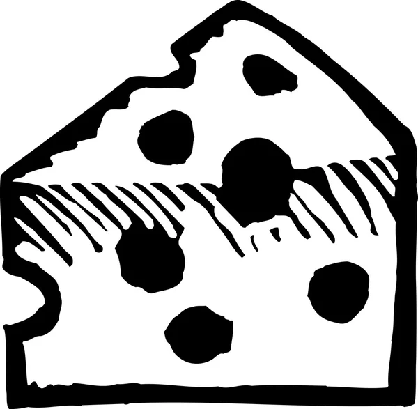 치즈의 쐐기의 목 판화 그림 아이콘 — 스톡 벡터
