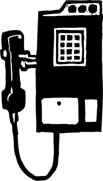 Woodcut Illustration of Pay Phone — Stock Vector