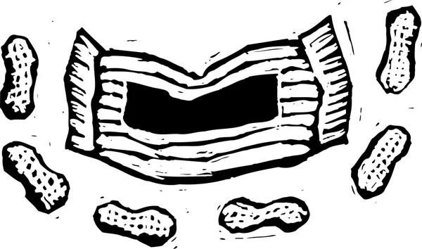Ilustrasi Woodcut dari Peanuts - Stok Vektor