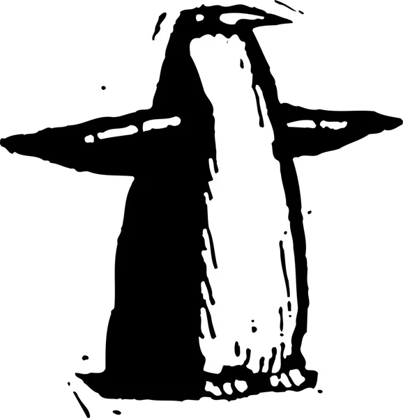 Träsnitt illustration av pingvin — Stock vektor
