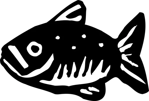 Holzschnitt Illustration Ikone des Fisches — Stockvektor