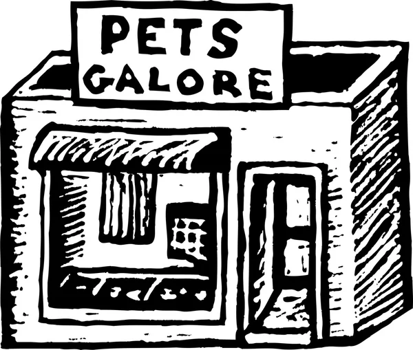 Woodcut Ilustração de Pet Store — Vetor de Stock