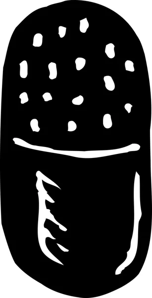 Icono de ilustración de Woodcut de la píldora de la cápsula — Vector de stock