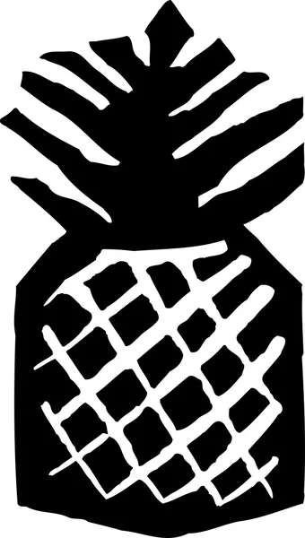 Ikona ilustracja drzeworyt z ananasem — Wektor stockowy