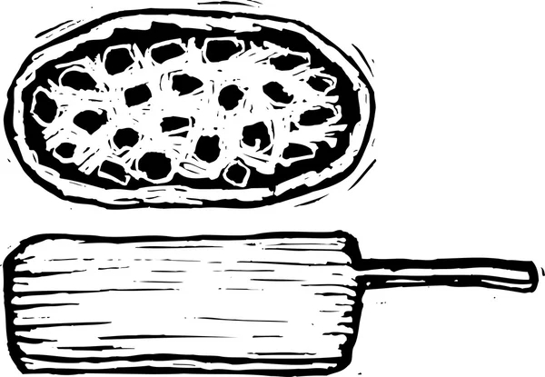 Ilustración Woodcut de Pizza ! — Archivo Imágenes Vectoriales