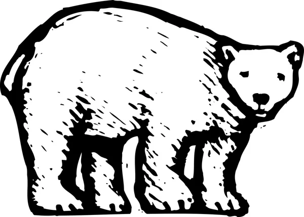 Ilustración de Woodcut del oso polar — Vector de stock