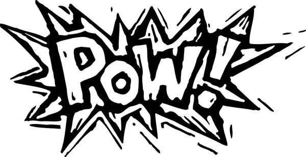 Woodcut Illustration of Pow! Word Design — Stock Vector