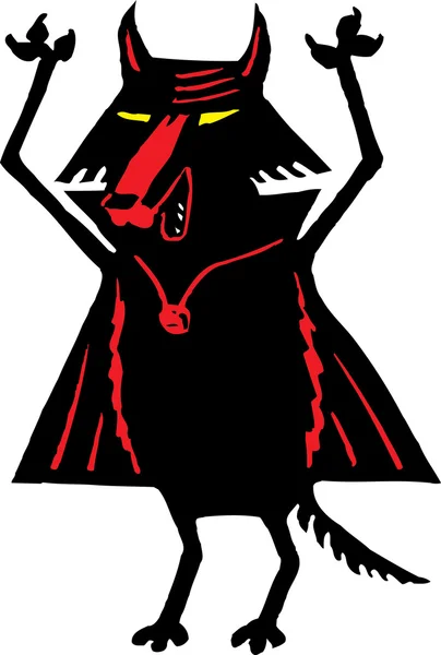 Woodcut Illustrazione di Devil Dog — Vettoriale Stock