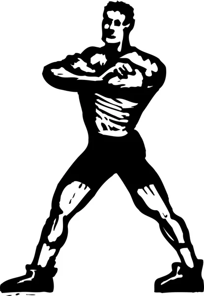 Woodcut Ilustração de Personal Trainer — Vetor de Stock